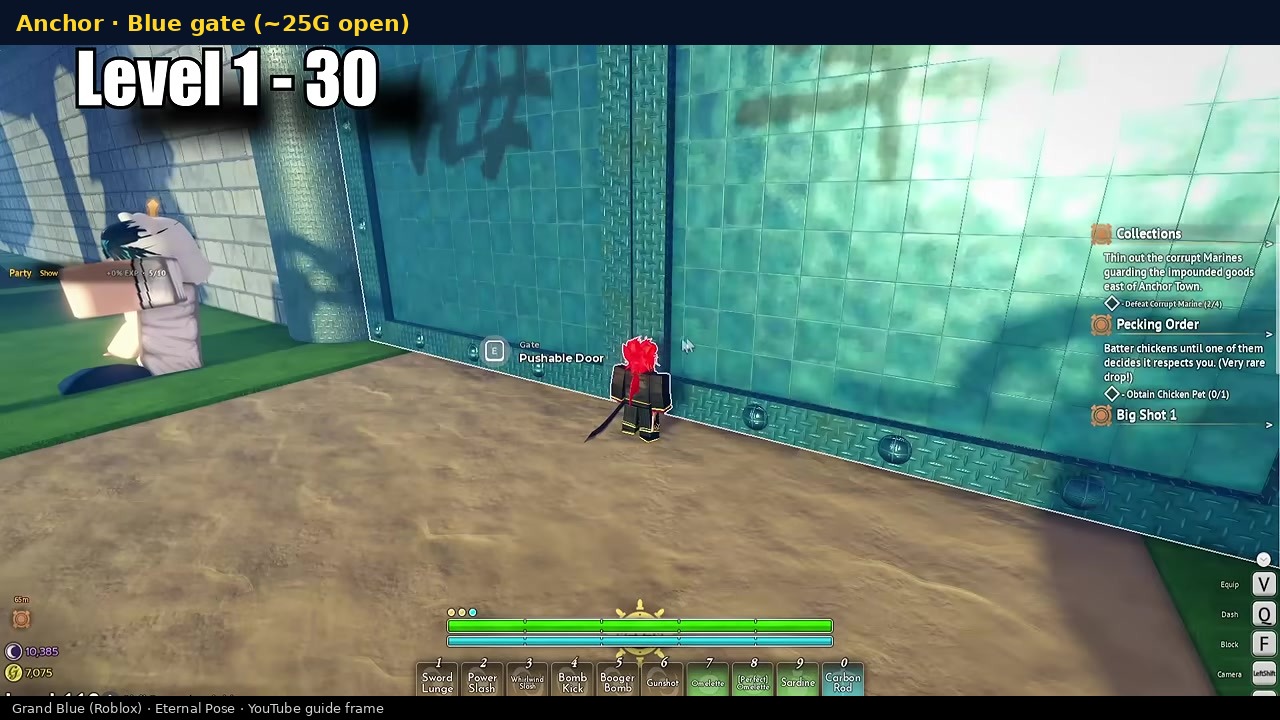 Blue gate at Anchor Town with ~25G open dialogue
